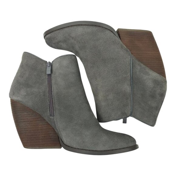 Very Volatile Whitby Ankle Boots Womens Size 10 Suede Leather Wedge Zip Gray - Picture 10 of 16